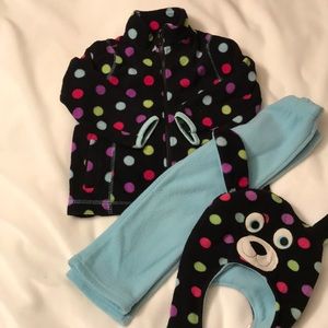 Nannette 2t girls polka dot fleece outfit w/ hat